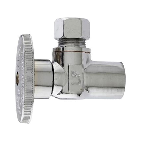 Master Plumber MP2780PCLF Angle Supply Stop Valve, 1/4 Turn, Chrome, 1/2-In. Copper Sweat x 3/8-In. O.D. Co - Quantity 1