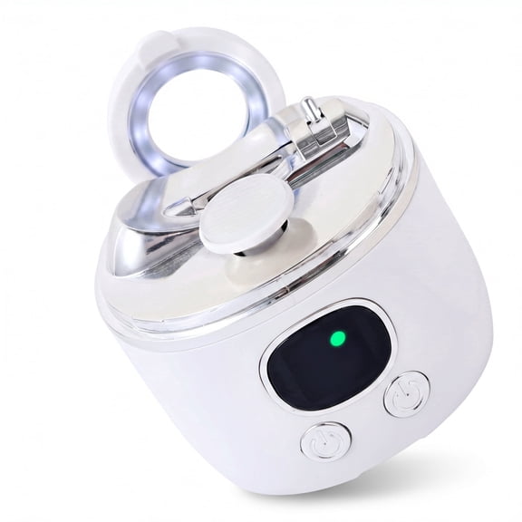 Angle Tree 2 in 1 Portable Electric Nail Clipper with LED Light & Magnifier - for Adults, Seniors & Children (White)