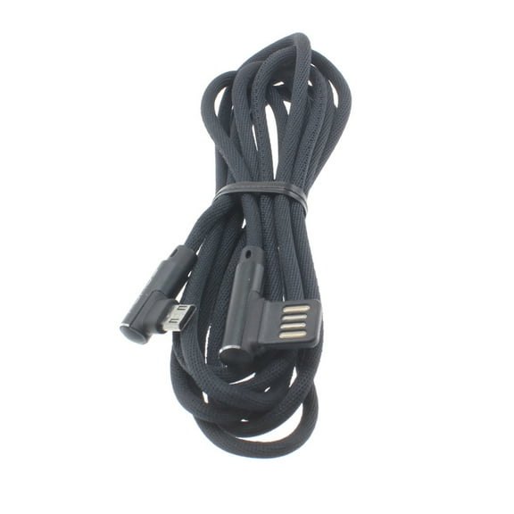 Angle USB Cable for Galaxy J7/J5/J3/J2/J1 - 6ft Charger Cord Power Wire Sync 90 Degree MicroUSB L-Shaped Long Braided N5Z Compatible With Samsung Galaxy J7/J5/J3/J2/J1