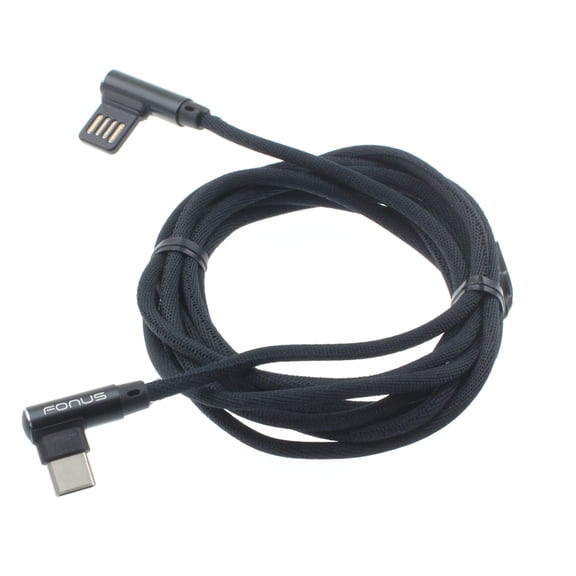 Angle USB Cable For Verve Connect, ZMax 11 - 6ft Type-C Charger Cord USB-C Power Wire Sync 90 Degree L-Shaped Long Braided for Consumer Cellular Verve Connect, ZMax 11