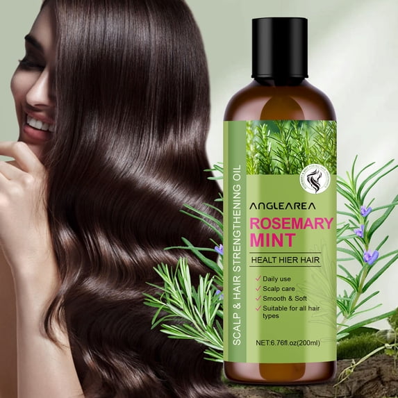 Anglearea 200ml Rosemary Mint Hair Oil – Nourishing & Stimulating Scalp Treatment for Hair Growth, Shine & Frizz Control