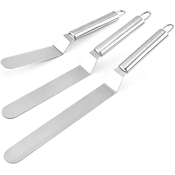 Angled Cake Icing Spatula Butter Spreader Smoothing Decorating Offset Spatulas Angled Frosting with Steel Handle for Cake Baking Blade Length 6 Inch 8 Inch 10 Inch