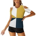 Angled Color Block In Navy Blue Light Mustard Yellow Women'S TShirt