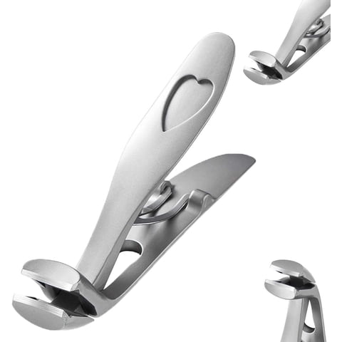 Angled Head Nail Clippers, Ergonomic Toenail Clippers for Thick Nails with Wide Jaw Opening, Premium Steel Nail Cutter for Men and Women Gray