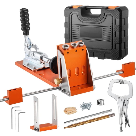 Angled Hole Clamp Kit 1/2 to 1.5 Inch Adjustable Woodworking Toolbox with C Clamp Step Drill Hex Wrench Drill Bit Retainer Ring Square Head Drill Bit Reinforced Metal Frame