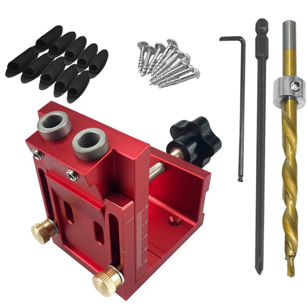 1 Set Portable Pocket Hole with Double 15 Degree Drill Guide for Woodworking, Carpentry Tool Kit