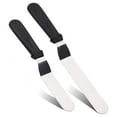 thumbnail image 1 of Angled Icing Spatula, Stainless Steel Offset Spatula, Cake Spatula Set of 2 Black 6&8 inch Blade, 1 of 7