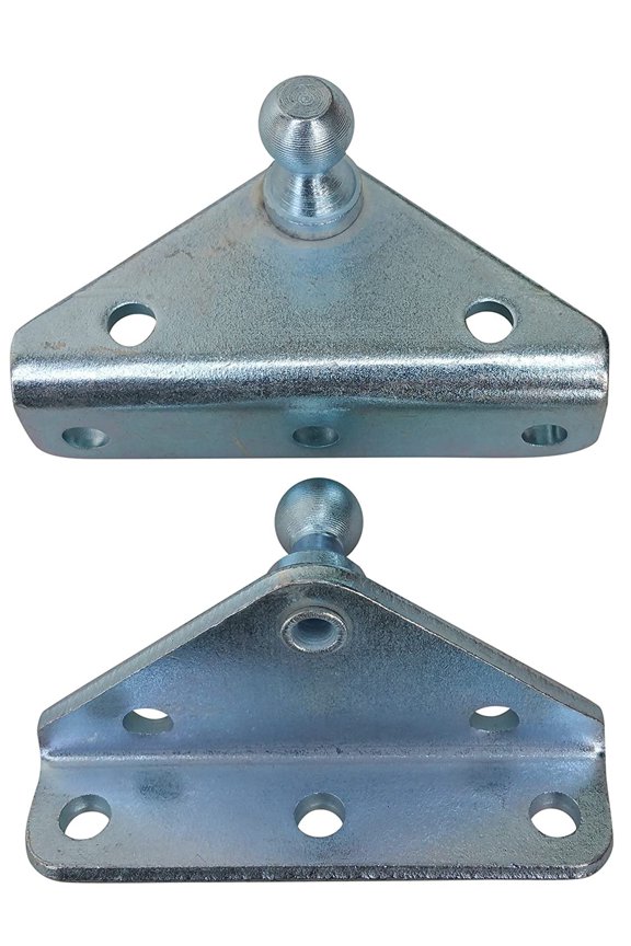 Angled Lift Support Bracket Outside Mount - Zinc Plated 10 Gauge Steel - 10mm Ball Stud - Gas Shock Mounting - Lid Strut Prop Spring Mount