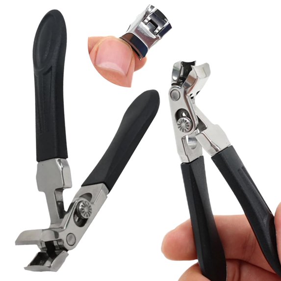 Angled Nail Clipper - Wide Jaw Opening Curved Nail Cutting Clippers, Heavy Duty Stainless Steel, Anti Splash Design, Ergonomic Handle, Easy Trim, Daily Use Grooming Tool Easter, Makeup Organizers