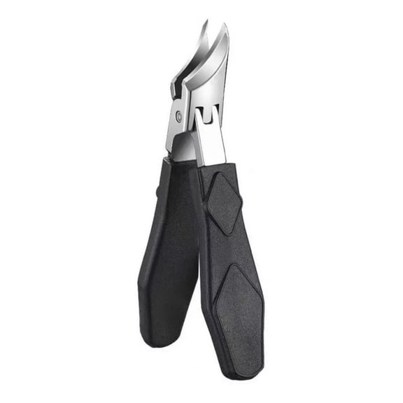 Angled Nail Clippers, Stainless Steel Anti-Splash Nail Trimmer, Wide Jaw Slanted Nail Clipper, Oblique Nail Cutter Scissors, Thick Fingernail and Toenail Clippers Black