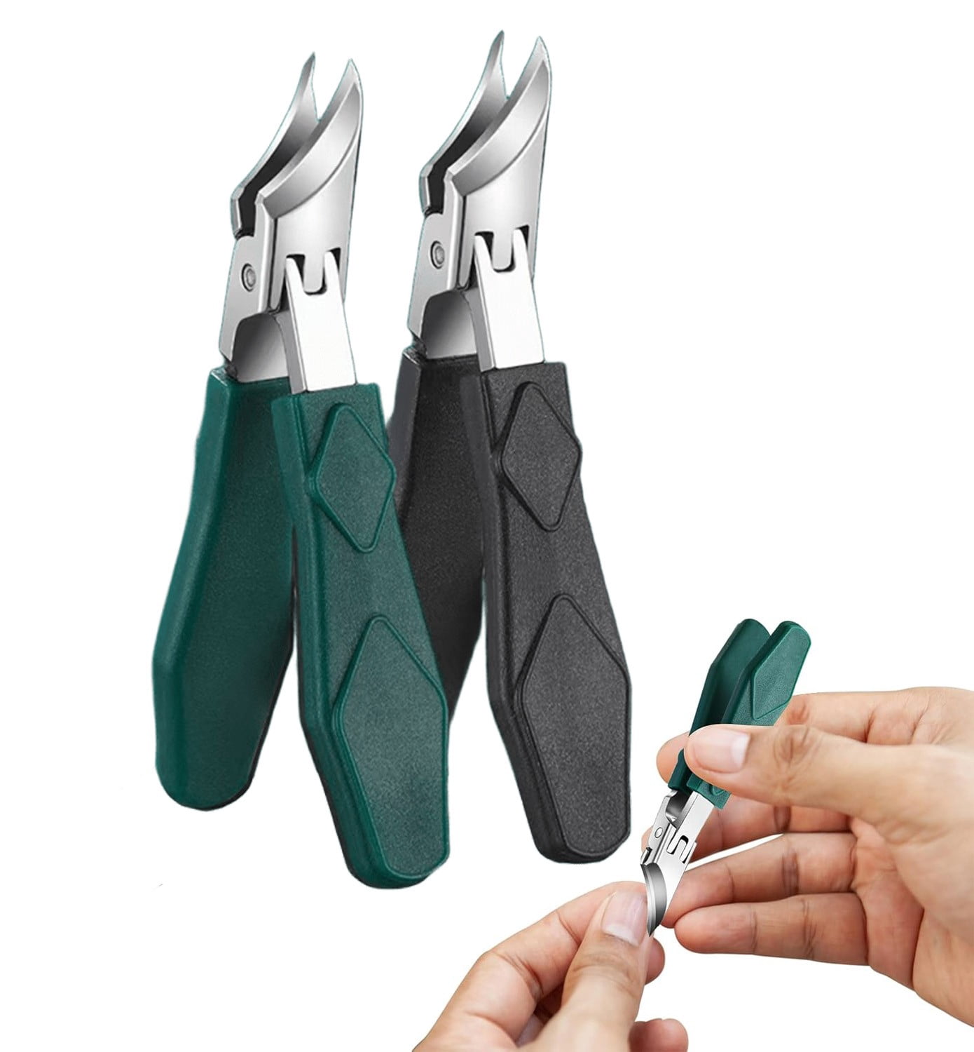 Angled Nail Clippers,Stainless Steel Anti-Splash Nail Trimmer,Wide Jaw ...
