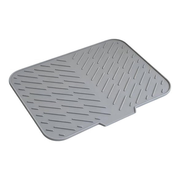 Angled Sloped Dish Drying Mat with Drain Lip Heat Resistant Non-Slip Kitchen Counter Drainage Tray Multi-Purpose Food Prep Mat for Tableware Fruit Veggies