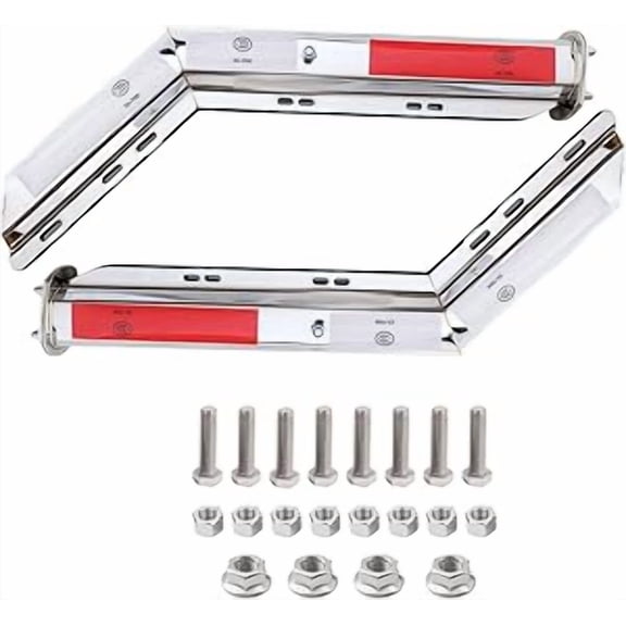 Angled Stainless Steel Mud Flap Hanger Set for Semi Trucks 1-1/8" Bolt Spacing Mudflap Bracket Heavy Duty Spring Loaded for Semi Trucks 30.30" Length