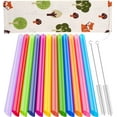 thumbnail image 1 of [Angled Tips] 12 Pcs Reusable Boba Straws and Smoothie Straws with 1 Storage Bag and 2 Brushes. 12 Colors 10 Inch Length and 0.51 Inch Outside Diameter Wide Jumbo Straws. BPA Free Food Grade, 1 of 5