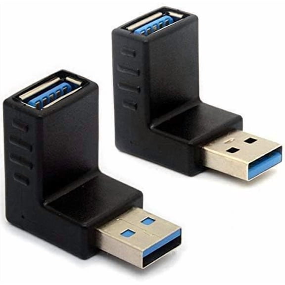 Angled USB 3.0 Adapter 90 Degree USB Connector Extender Type A Male to Type A Female Plug Coupler 2Pcs (UP + Down)
