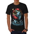 thumbnail image 1 of Angler Fish Attack Mens T-Shirt, Jump Jaw Graphic Printed Tee, 1 of 5