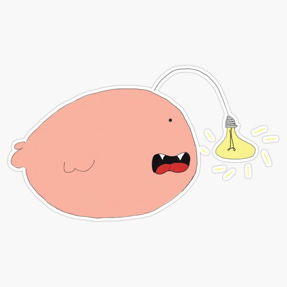 Angler Fish Cartoon Deep Sea Abyssal Zone Mascot Vinyl Sticker