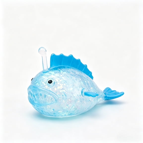 Angler Fish Stress Relief Toys  Soft Glitter Fidget Balls for Anxiety Reduction, Sensory Focus & Relaxation  Pocket-Sized, Safe Silicone Stress Toys for Adults & Party Favors