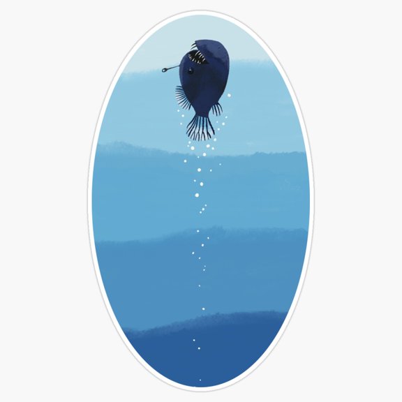 Angler Fish Swims To The Light Ocean Abyssal Zone Vinyl Sticker