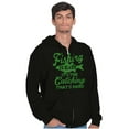 thumbnail image 1 of Angler Fishing Humor Easy Hard Catch Unisex Fleece Graphic Zip Up Hoodie Brisco Brands 2X, 1 of 5