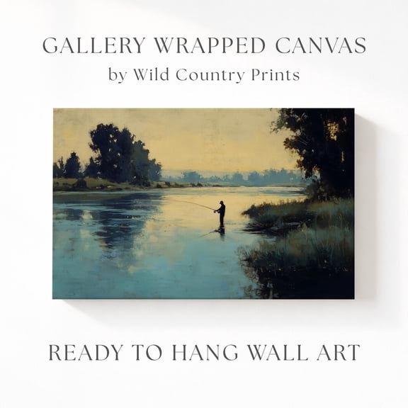Angler Western Mountain Fly Fishing Trout Nature Painting River Poster