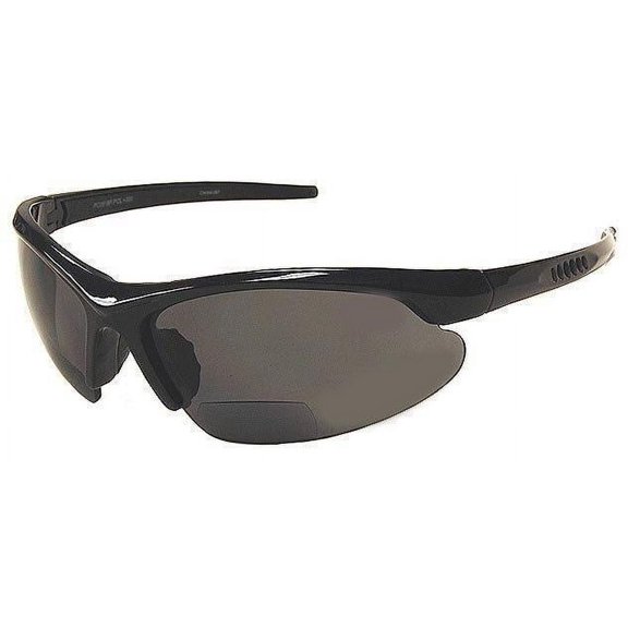 Angler's Edge Big Sur Adult Unisex Polarized PC Black Framed Bi-Focal Blade Gray Lens Sunglasses - +2.50