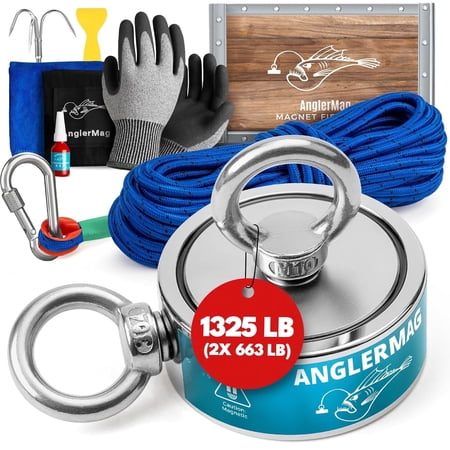 AnglerMag Magnet Fishing Kit, Magnetic Fishing Kit with Rope, Carabiner, Gloves, Grappling Hook & Carrying Bag, 10 Piece Complete Set (1325 lb) price history on PriceWatchPro