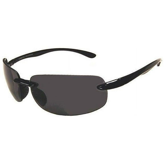 Anglers' Edge Unisex Kona Polarized Black Frame Gray Lens Bi-Focal Sunglasses - +1.50