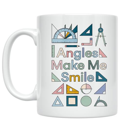 Angles Make Me Smile Geometry Icon Grid - Math Enthusiast - 11 oz Ceramic Coffee Mug