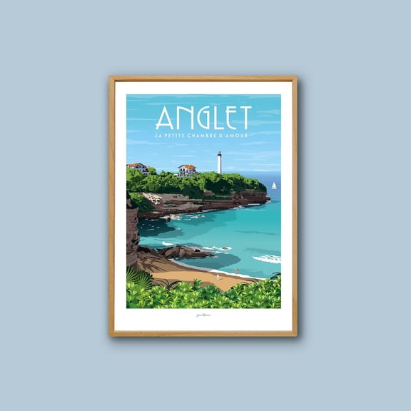 Anglet Basque Country Travel Poster, Unframed Paper Poster 8x10in