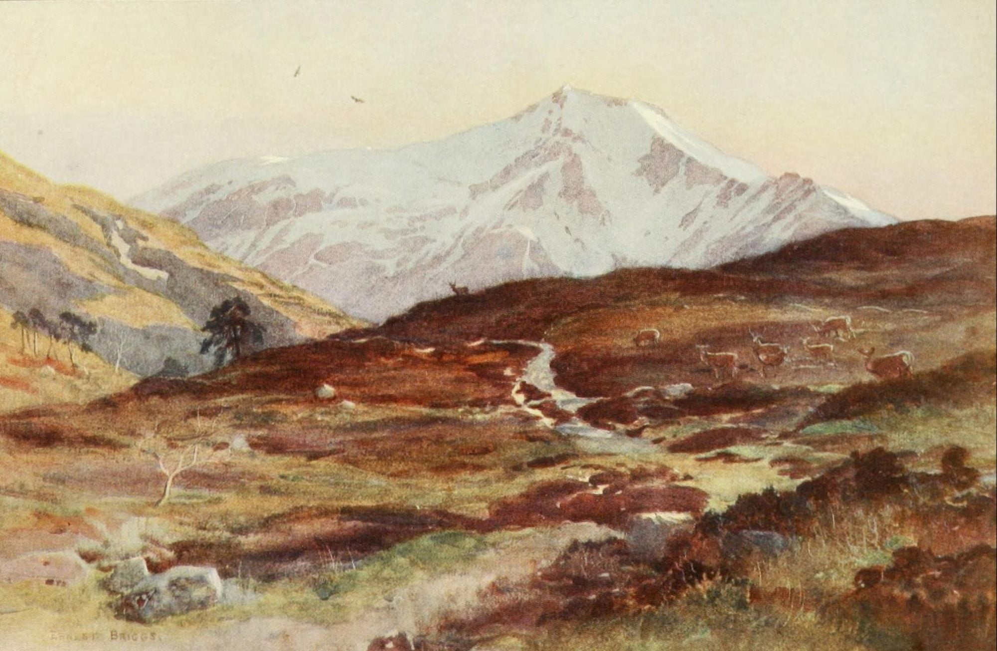 Angling & Art in Scotland 1908 Ben Lui from Strath Fillan Canvas Art - Ernest Briggs (18 x 24)