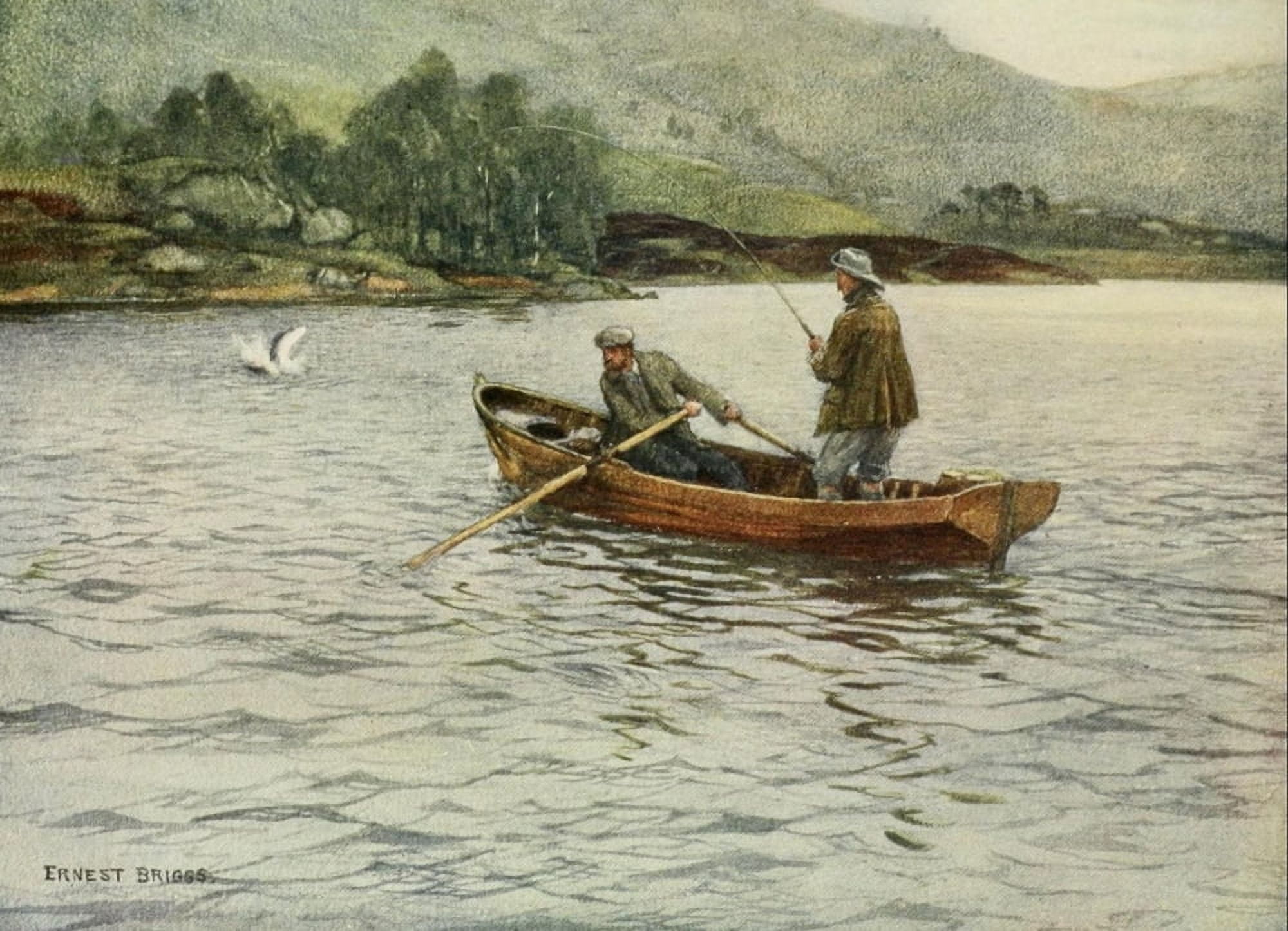 Angling & Art in Scotland 1908 Fight for life Canvas Art - Ernest Briggs (18 x 24)