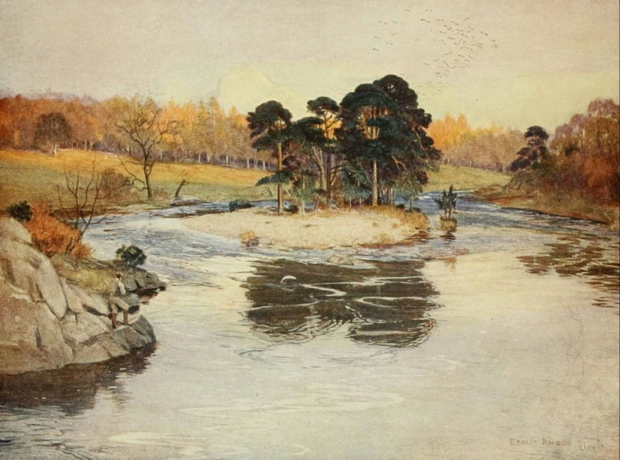 Angling & Art in Scotland 1908 Fir-tree Island below the Linn Canvas Art - Ernest Briggs (18 x 24)