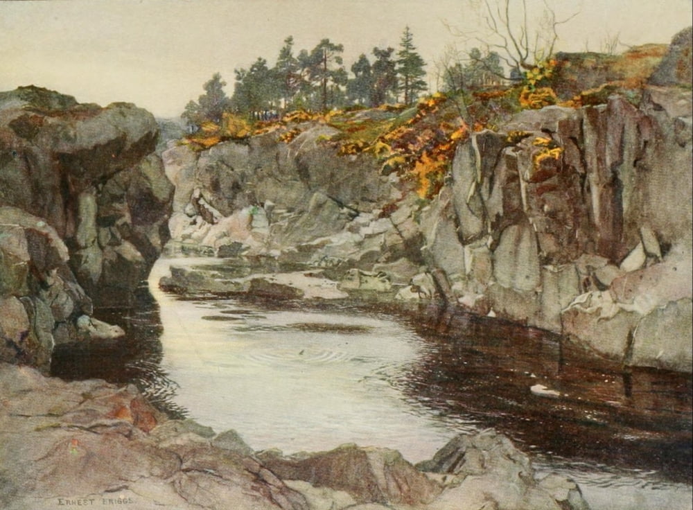Angling & Art in Scotland 1908 Gorge below the Linn Canvas Art - Ernest Briggs (24 x 36)