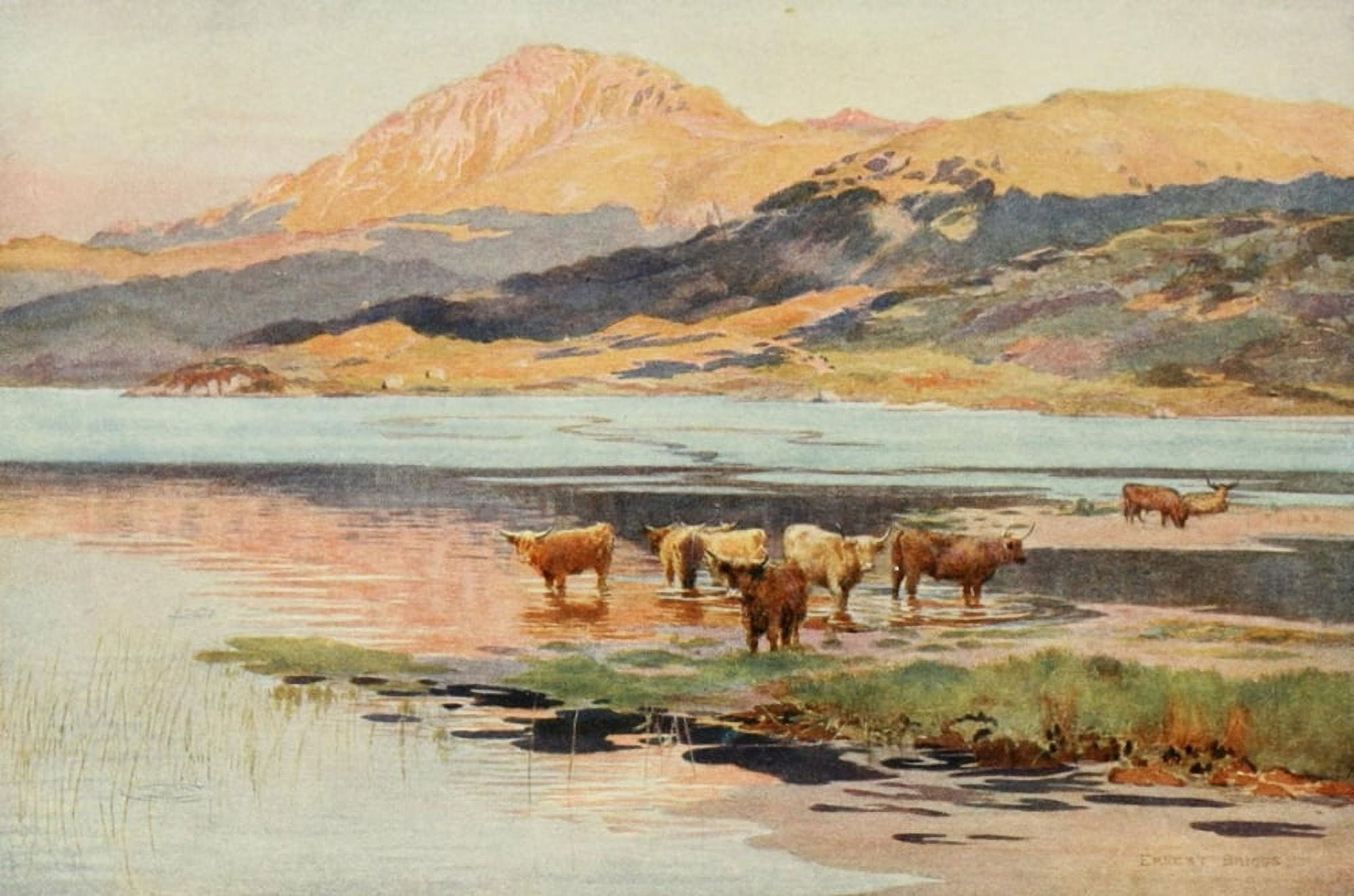 Angling & Art in Scotland 1908 Head of Loch Quoich Canvas Art - Ernest Briggs (24 x 36)