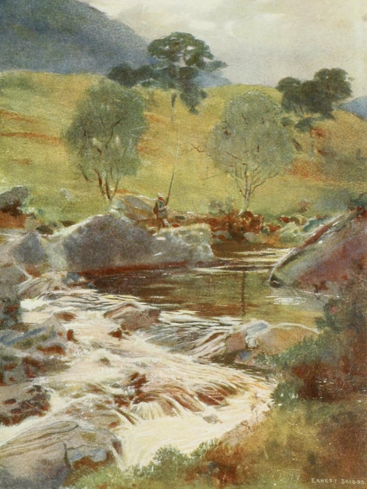 Angling & Art in Scotland 1908 Headwaters of the Dochart Canvas Art - Ernest Briggs (18 x 24)