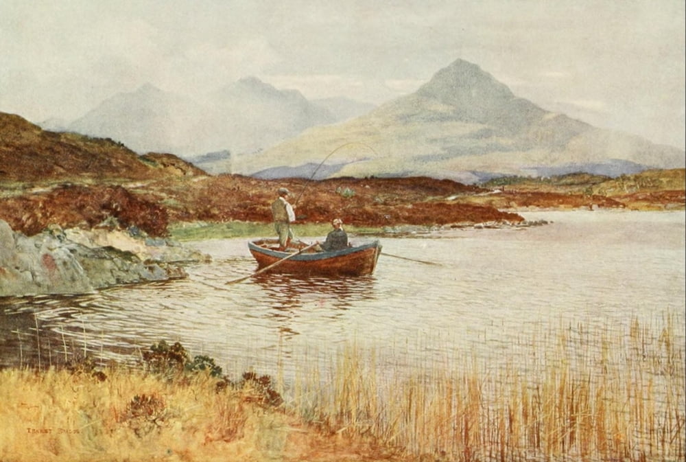 Angling & Art in Scotland 1908 Loch Lundy & Ben Tee Canvas Art - Ernest Briggs (24 x 36)