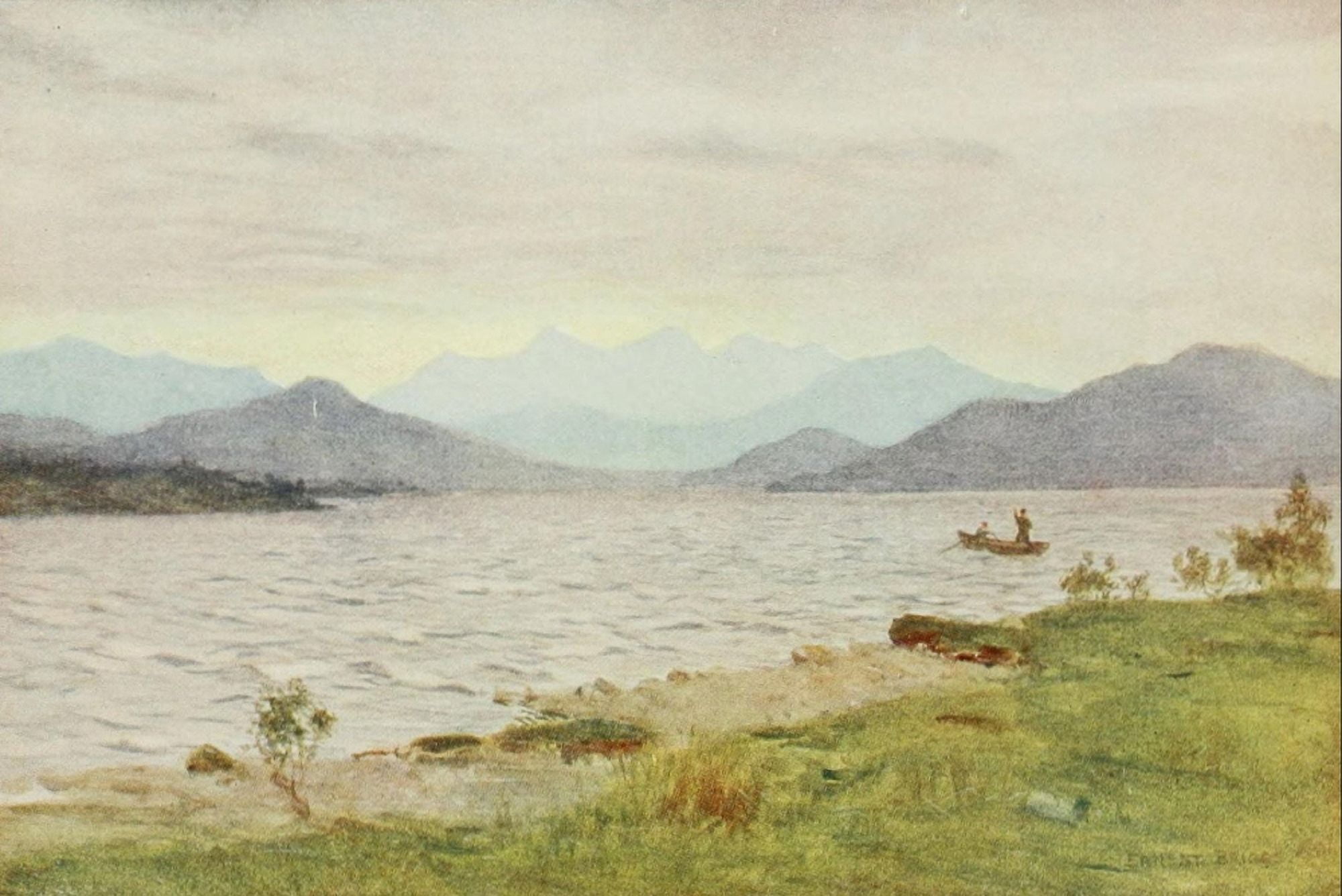 Angling & Art in Scotland 1908 Loch from Kinloch-Rannoch Canvas Art - Ernest Briggs (18 x 24)