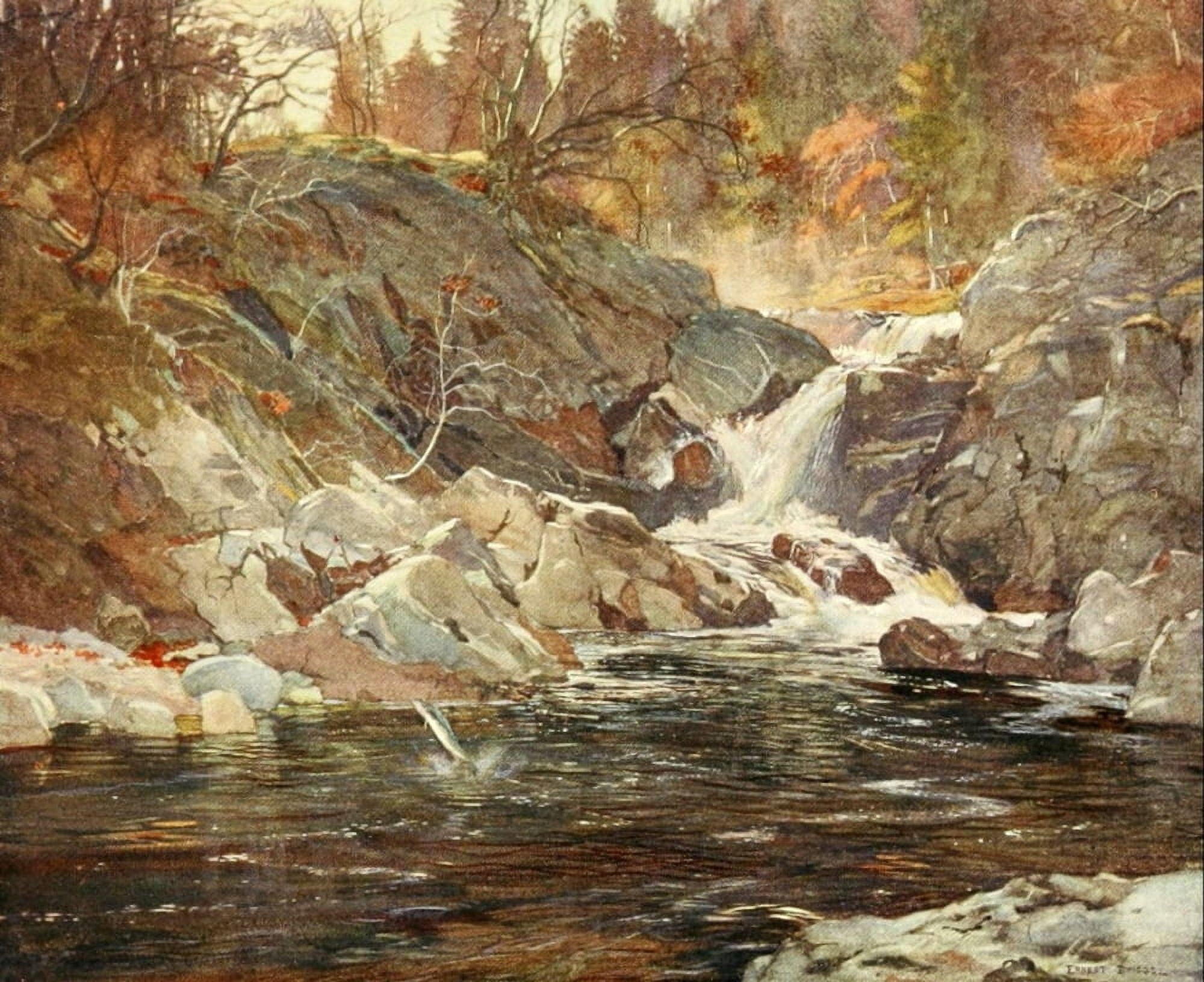 Angling & Art in Scotland 1908 Perthshire side glen Canvas Art - Ernest Briggs (18 x 24)