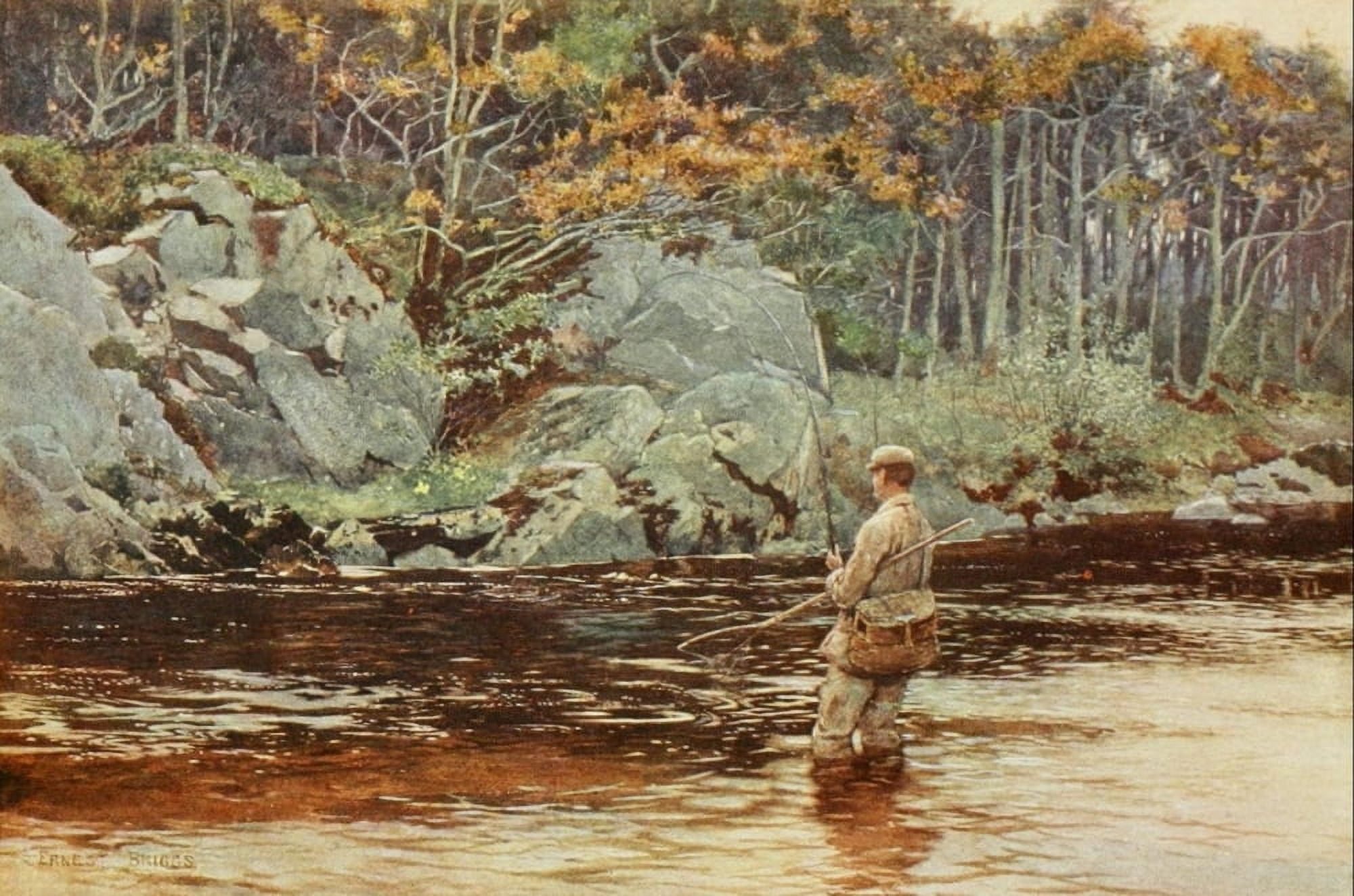 Angling & Art in Scotland 1908 Trout-fishing in Galloway Canvas Art - Ernest Briggs (18 x 24)