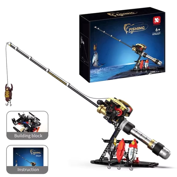 Angling Baitcasting Reel Fishing Rod Building Block Set ,Compatible with LEGO STEM Building Toys, Gift for Children, Adults, and Home Decor [425PCS ]