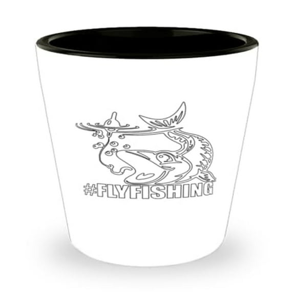 Angling Shot Glass, Hashtag Fly Fishing, Fisherman Gift, Mini Glassware, 1.5oz Cup