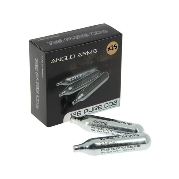 Anglo Arms Packs 12g Co2 Gas Capsule Cartridge Airsoft Rifle Pistol Gun Airgun Pack of 25