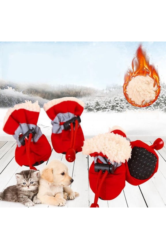 Dog Shoes Paw Protector, Anti-Slip Dog Boots Pet Booties with Reflective Straps for Small Medium Dogs 4PCS