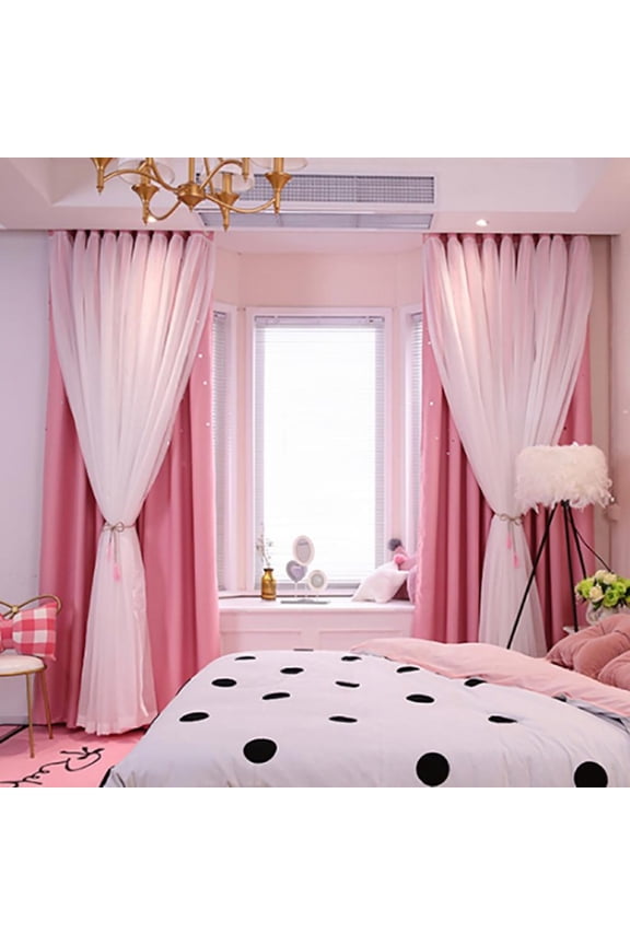 Floor to Ceiling Curtains Double Layer Fabric Romantic Starry Night Blackout Blinds Living Room High Quality Curtains
