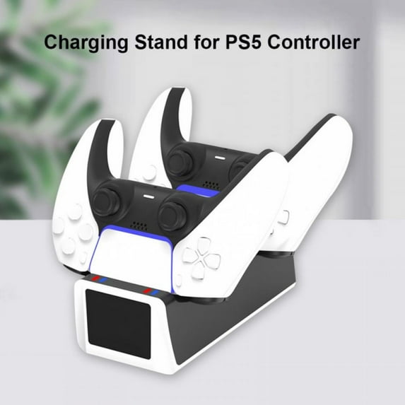 Angmile PS5 Charging Station Fast USB PS5 Controller Charger Charger Station Dual Charging Dock for Sony Charging Cable & 2 Type C Connectors
