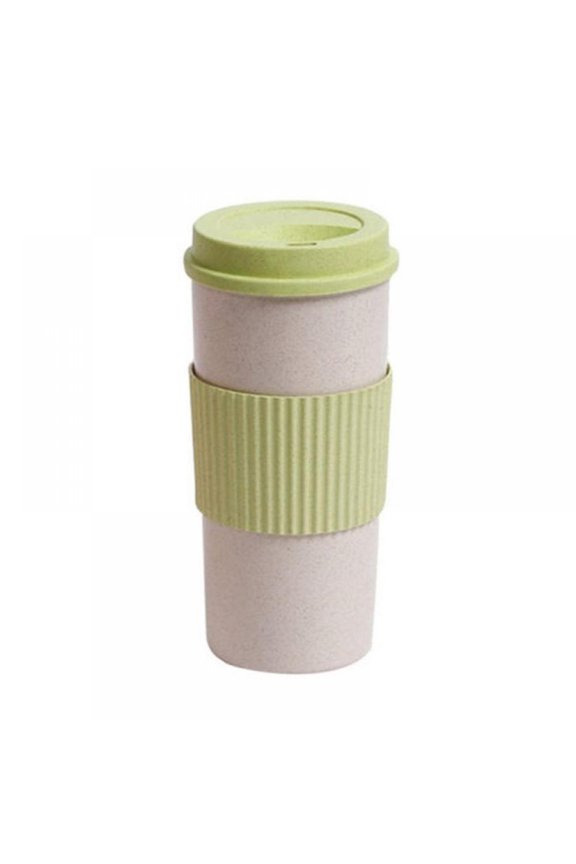 Travel Mug Leakproof Wheat Fibre, BPA-Free, Double Wall Insulation Reusable Coffee Cups, On-The-Go Travel Mug, Screw Tight Lid, Textured Grip, Ultra Lightweight