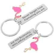 Angoily 2pcs Flamingo Shaped Key Ring Pendants Flamingo Charm Key Chain Pendant