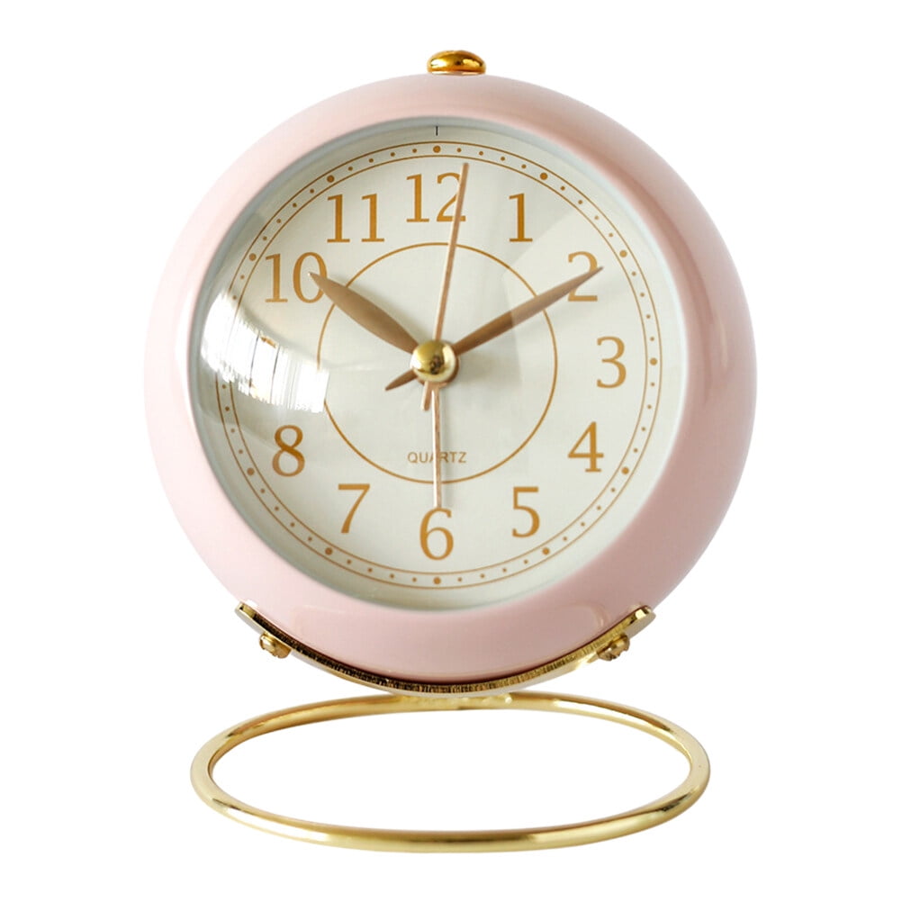 Pink and Gold Round Modern Tabletop Alarm Clock