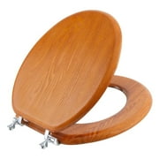 Angol Shiold Wood Round Toilet Seat, Easy Clean, Metal Hinges ( Round 16.5'', Dark Walnut )